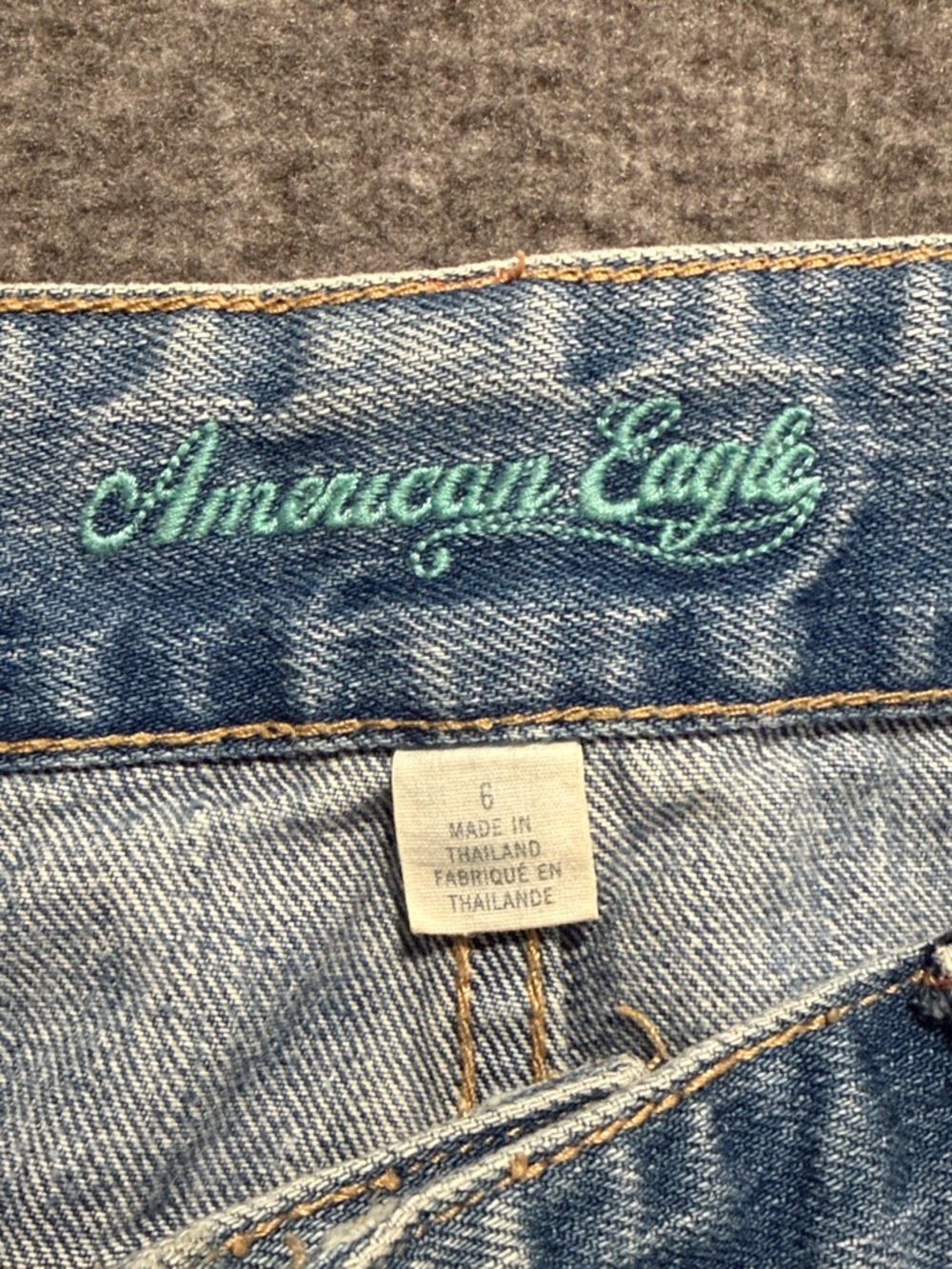 American Eagle Outfitters Y2K Light Blue Distressed Denim Mini Skirt Size 6 - Picture 2 of 7